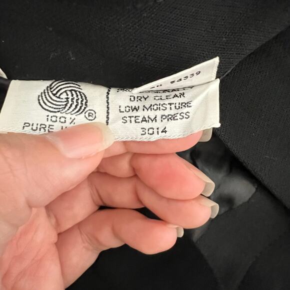 90s Gianni Sport 100% Wool High Rise Black Pleated Trousers Size 6 USA Made - Picture 11 of 13